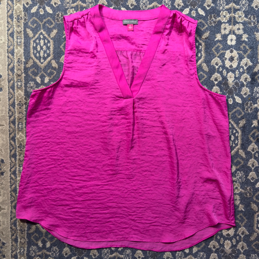 Satin Vince Camuto Sleeveless Tunic Top Lagenlook Summer Bright W Tall XL